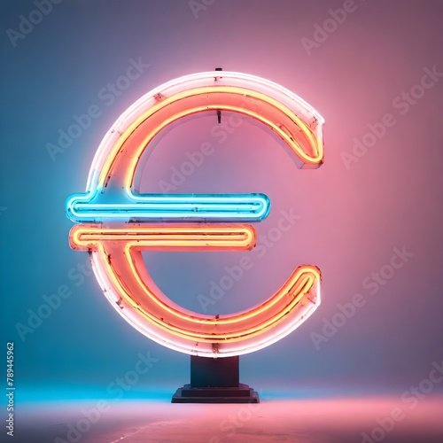 neon vintage retro euro sign