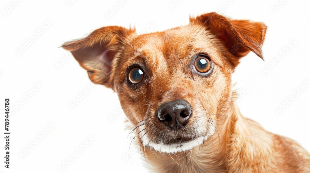 A brown dog with striking blue eyes, perfect for pet-related designs