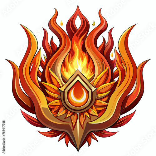 Fire element , ultrarealistic, white Background
