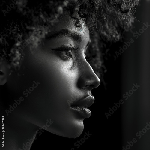 portrait d'une belle et mystérieuse femme noire photo