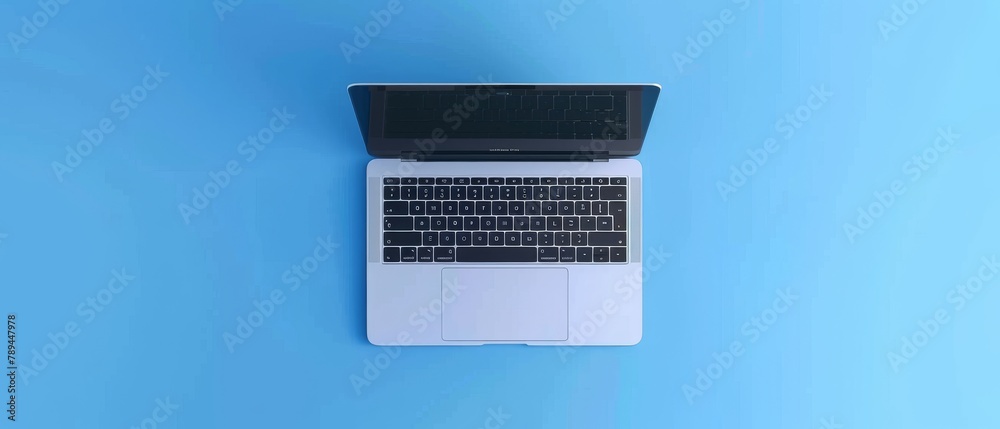 Laptop on blue background in 3D. Laptop on blue background in 3D.