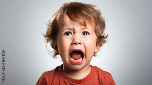 generated illustration cute little baby boy child crying and screaming
