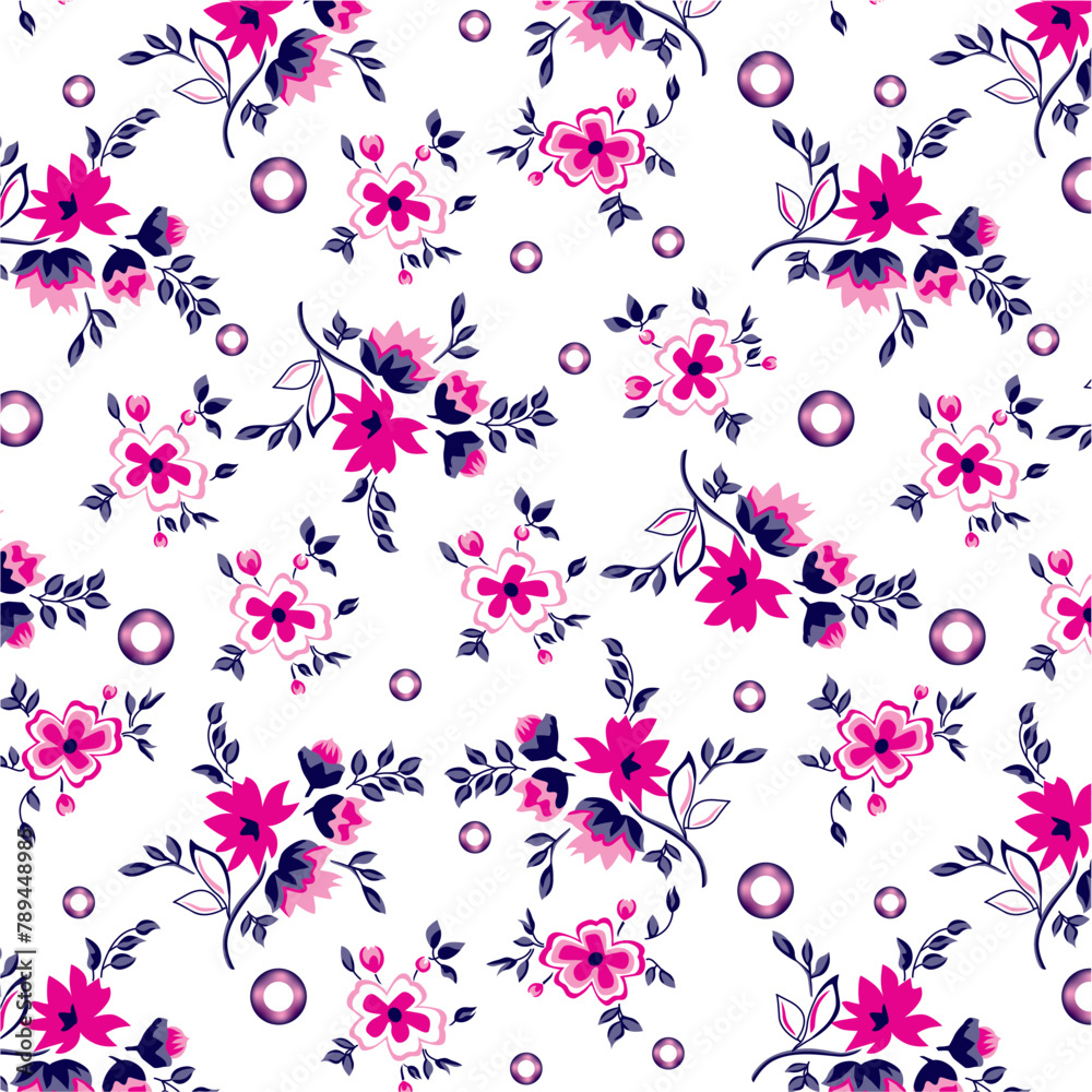 Floral bouquet pattern with gradient circles elements
