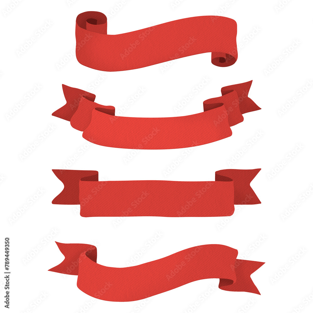 Red paper ribbon banner design element collection Red paper ribbon banner design element collection