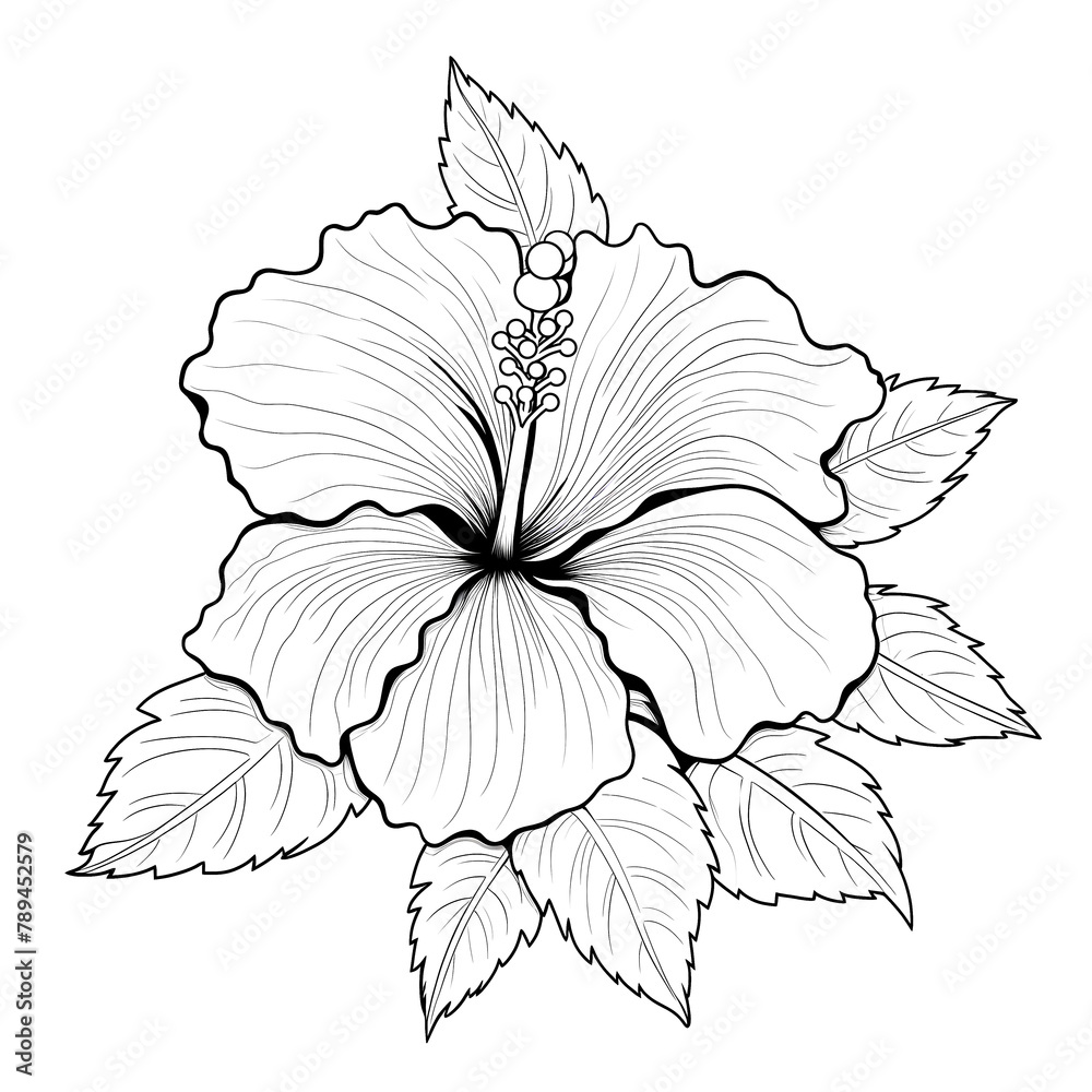 Tropical Flower in Black and White: Digital Art for Creative Projects