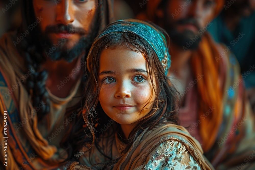 Jesus heals the daughter of Jairus. Stock Photo | Adobe Stock