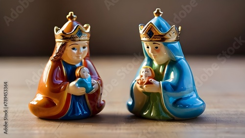 hree Wise Kings and Baby Jesus Ceramic Figurines