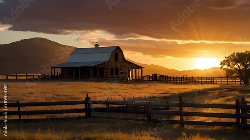 American Ranch Backlit at sunset