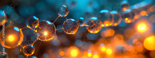 abstract background with bubbles, macro shot of a moving liquid molecule