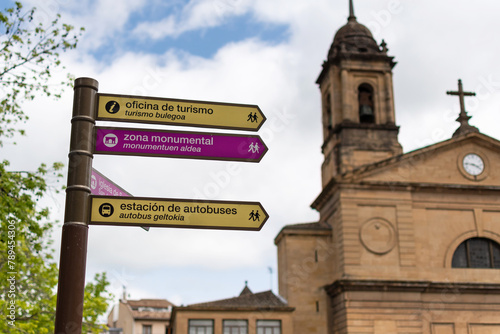Informative signs in the city. Estella, Navarra. Santiago's road photo