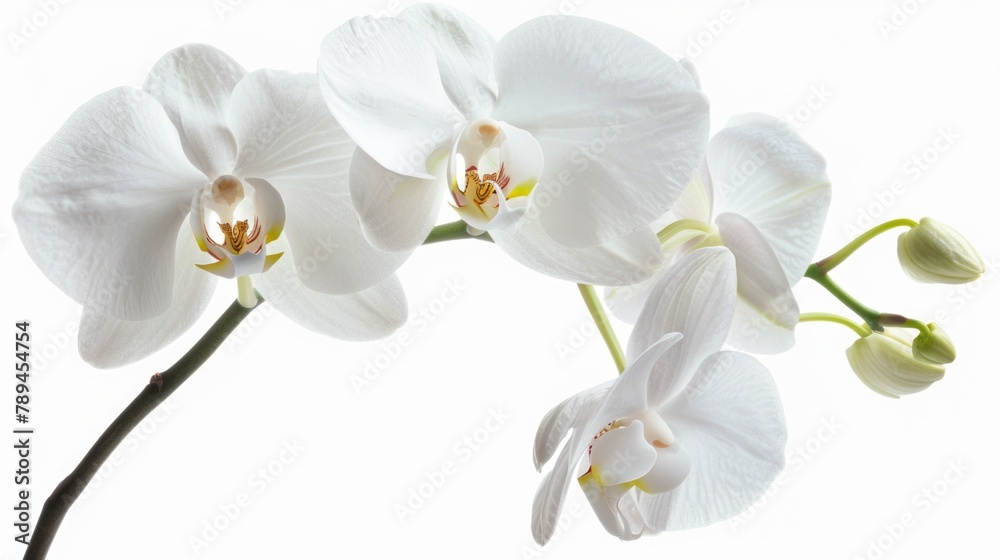 A detailed close up of a white flower on a stem. Suitable for various design projects A detailed close up of a white flower on a stem. Suitable for various design projects