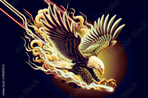 スモークが漂う生物を表現した幻想的なワシのイメージ