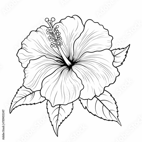 Tropical Flower in Black and White  Digital Art for Creative Projects