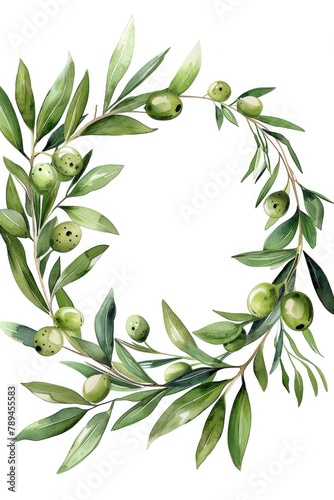 Fresh green olive wreath perfect for food and culinary designs