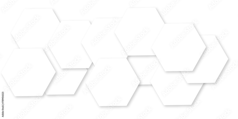 Abstract white background with hexagon and hexagonal background. Luxury white pattern with hexagons. abstract 3d hexagonal background with shadow. 3D futuristic abstract honeycomb mosaic background.