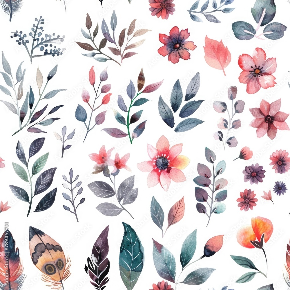 Beautiful watercolor flowers and leaves collection, perfect for various design projects