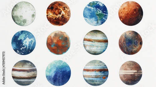 Wallpaper Mural Nine planets painted in various vibrant colors. Suitable for educational or artistic projects Torontodigital.ca
