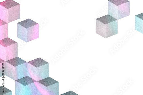 Neon cubic paper craft textured cubic patterned template