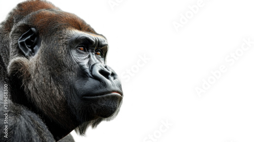 portrait of a gorilla isolated on a white background photo