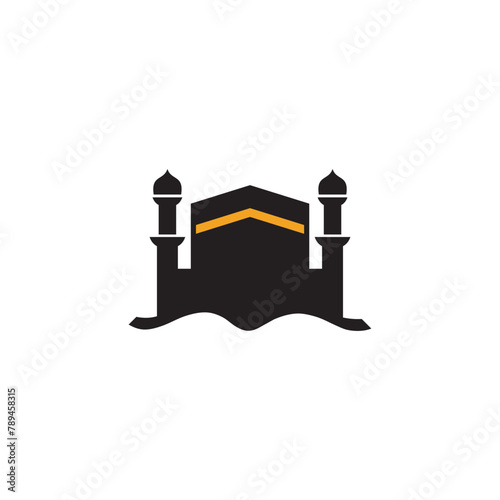 Islamic ka'bah makkah building logo design