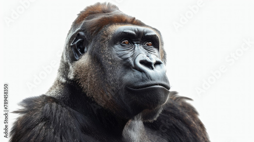 portrait of a gorilla isolated on a white background