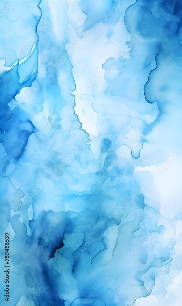 Hand painted abstract blue watercolor background