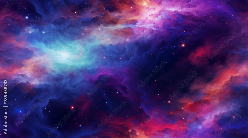 Fototapeta premium Abstract texture of swirling galaxy in deep space with colorful nebulae