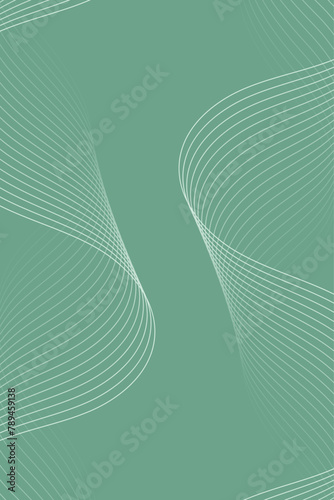 Abstract background with waves for banner. Standart poster size. Vector background with lines. Element for design. Green gradient. Olive color. Brochure, booklet. Eco, nature, vegan