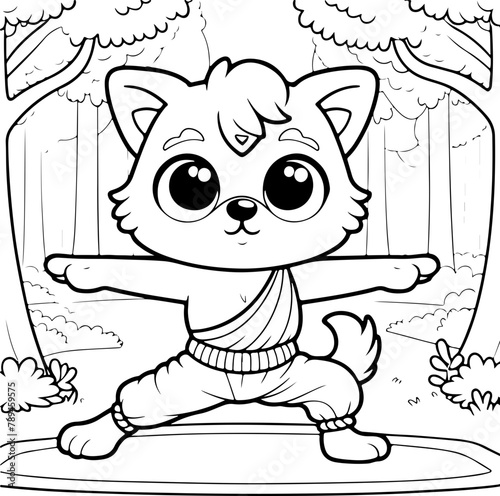 Chien ou chiot dessin animé style cartoon - manga - kawaii pour page ou livre de coloriage pour enfant. Isolé du fond, dessin au trait noir totalement transparent et prêt a colorier et ajuster. 