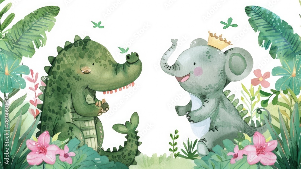Naklejka premium Two elephants standing side by side. Suitable for wildlife or nature themes