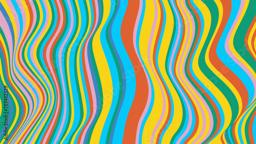 Colorful Rainbow Striped Wavy Pattern Design (ID: 789462329)