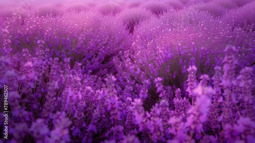 A person walking through a beautiful field of purple flowers  perfect for nature or outdoor concept