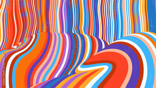 Colorful Striped Wavy Lines Abstract Artwork (ID: 789462587)