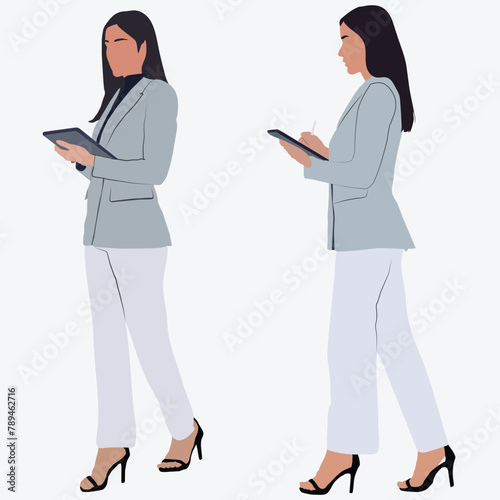 business woman and person with laptop