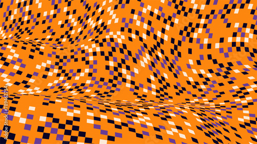 Vibrant Orange Checkerboard Waves Background (ID: 789462754)