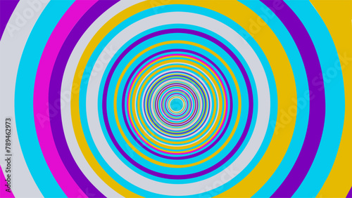 Hypnotic multicolored concentric circles design.