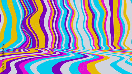 Vibrant psychedelic wavy lines artwork (ID: 789463335)