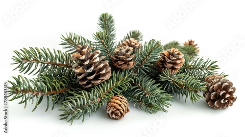 Pine cones sitting on top of a pine tree, perfect for nature-themed designs