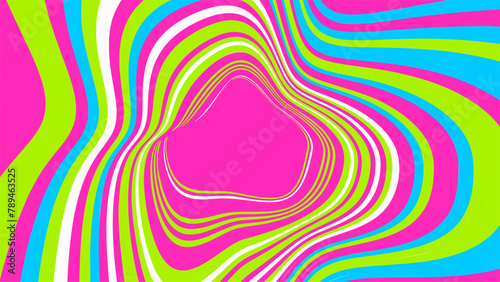 Vibrant pink center swirl on green striped background