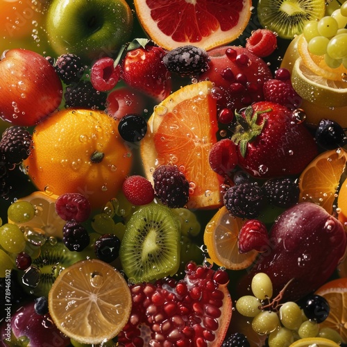 A close up of a colorful assortment of fresh fruits. Perfect for healthy eating concepts