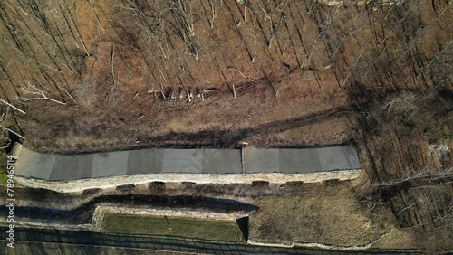 cement kiln ruins (aerial footage along wallkill valley rail trail between kingston and rosendale new york) industrial limestone production (history, historic manufacturing) oven burn production photo