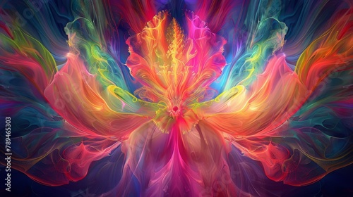 Spirituality and mindfulness concept: meditation, enlightenment, chakras. Abstract digital art generated by AI © JovialFox