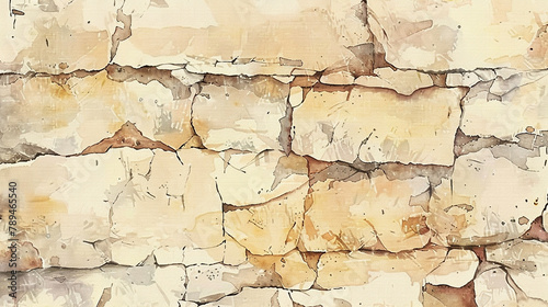 An artistic depiction of suggesting an old, weathered stone wall, painted in neutral beige tones with realistic textural details for a sophisticated banner. as seen in an image.