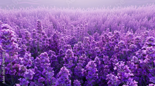 Beautiful field of purple flowers with majestic mountains in the background. Ideal for nature and landscape designs