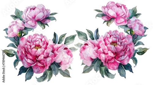 A bunch of pink flowers on a plain white background. Suitable for various design projects