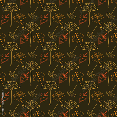 Autumnal Ginkgo Seamless Vector Pattern Design