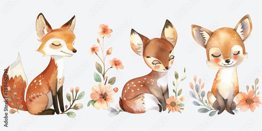 Fototapeta premium A cute image of two foxes sitting side by side. Perfect for nature or animal-themed designs