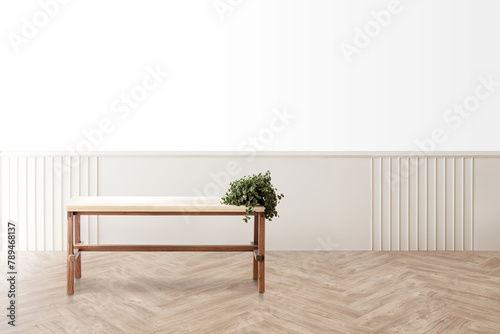 Plant on a wooden table in living room