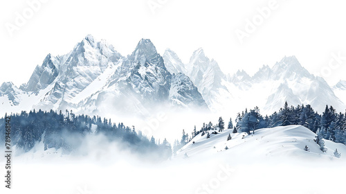 Winter Mountain Landscape Isolated on white background © YOGI C