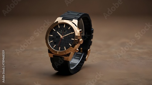 A Wristwatch in the Luxury Blocky Pixel Style - Stock photo style with product presentation Background - Luxury Block Pixel Watch with empty.generative.ai 